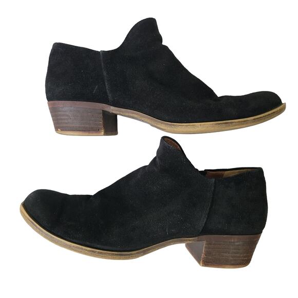 Lucky Brand Size 9.5 Lp Brett Women's Black Suede Leather Side Zip Ankle Boots - Picture 1 of 11